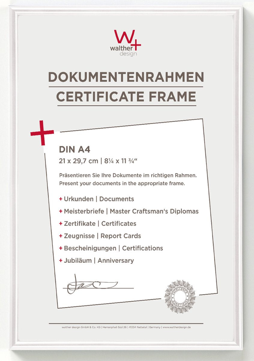 Walther Galeria - cadre en plastique - format photo 21 x 29,7 cm (din A4) - blanc