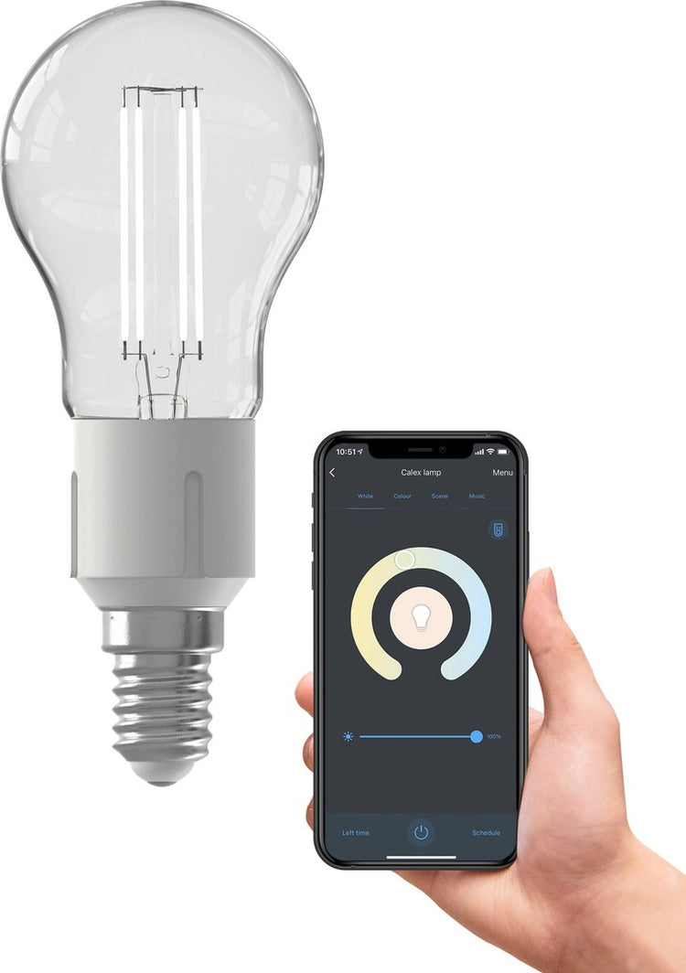 Lampe intelligente Calex - éclairage à filament LED wifi - e14 - source de lumière intelligente claire - dimmable - lumière blanche chaude - 4,5w