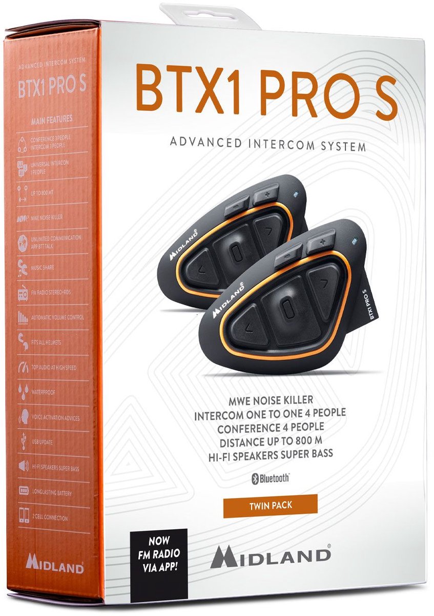 Ensemble interphone moto bluetooth Midland btx-1 pro s = 2