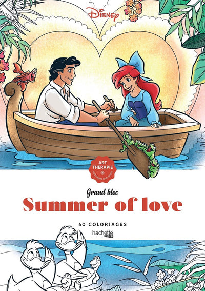 Hachette grand bloc disney - été de l'amour - livre de coloriage pour adultes