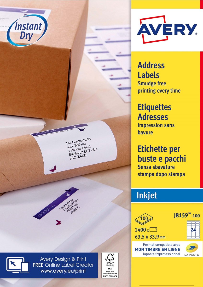 Étiquettes d'adresse Avery j8159-100