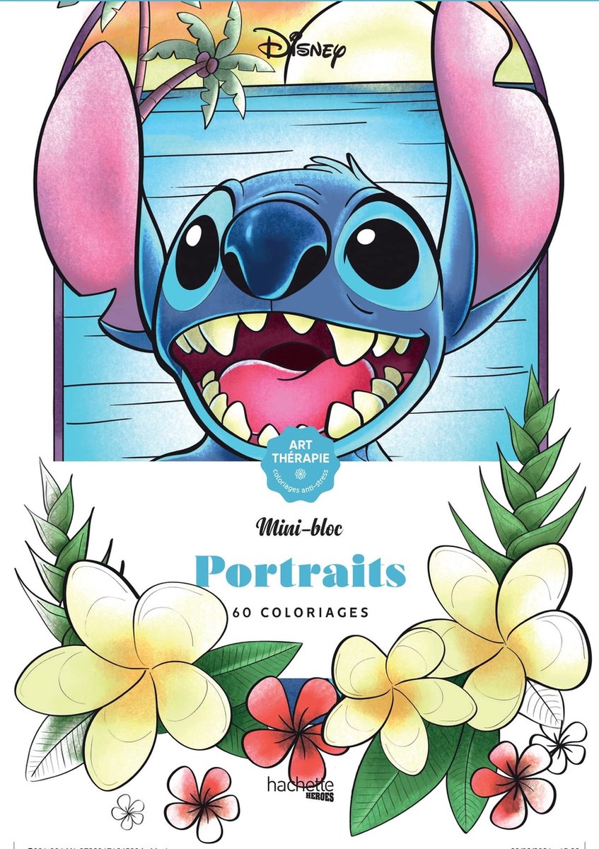 Hachette héros mini bloc portraits disney - livre de coloriage pour adultes - hachette