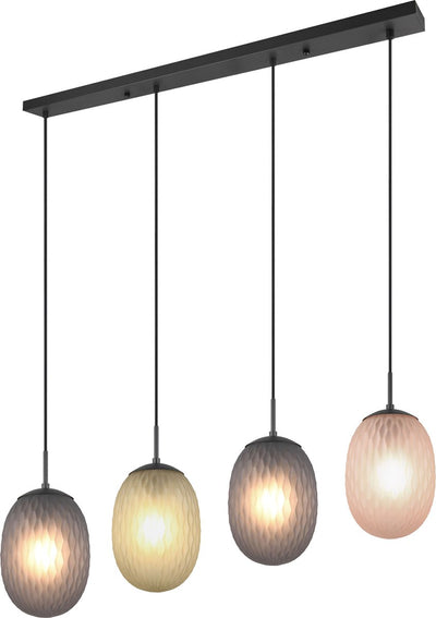 Trio facette - suspension - noir mat - excl. 4x e27 4 w - montage au plafond - réglable en hauteur