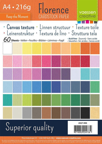 Carton Florence - assortiment - a4 - structure lin - 216g - 60 feuilles