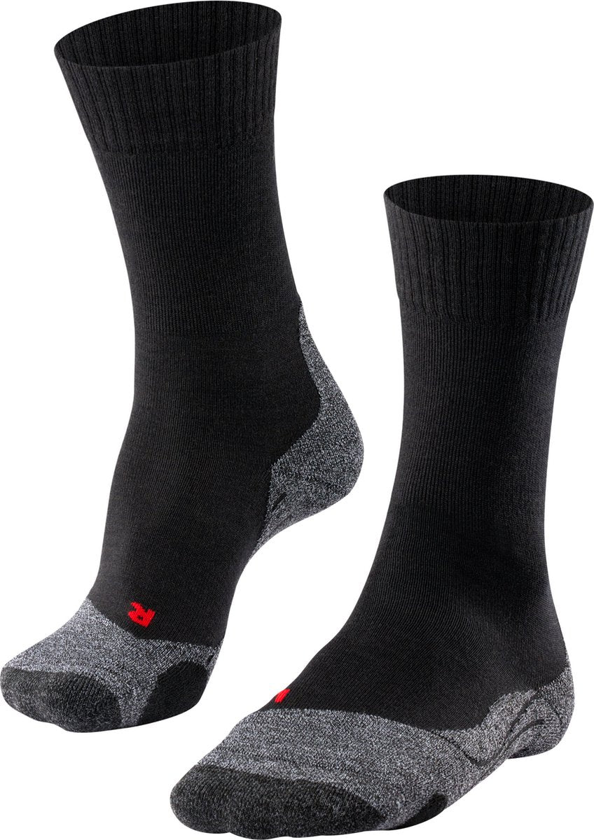 Falke tk2 chaussettes de marche en laine épaisse anti-ampoules en matériau fonctionnel hommes noir - taille 46-48