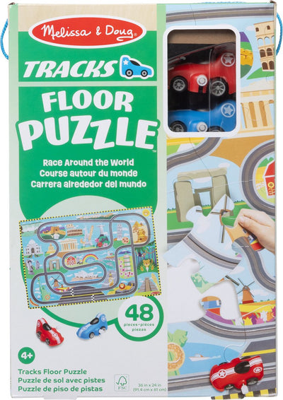 Melissa Doug – puzzle au sol – course autour du monde incl. 2 voitures à remonter