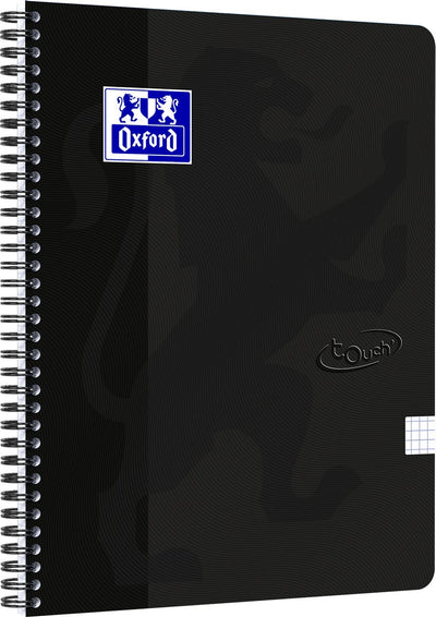 Oxford touch - bloc-notes - a4 - à carreaux - 140 pages - 90g - couverture souple - noir