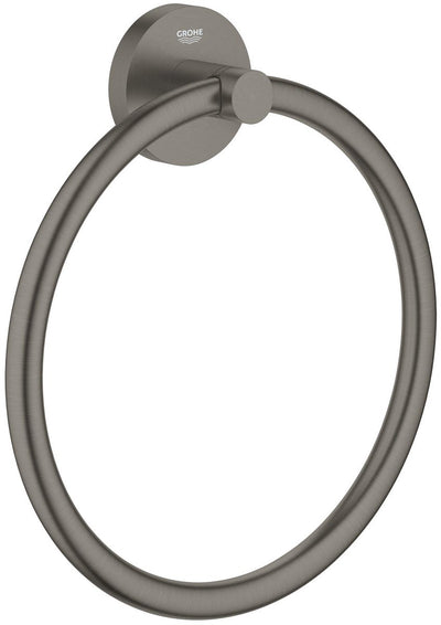 Anneau porte-serviettes Grohe start – montage mural – visser ou coller – métal – graphite dur brossé