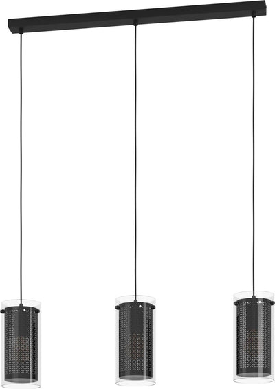 Suspension Eglo pinto textil 1 - e27 - 82 cm - noire