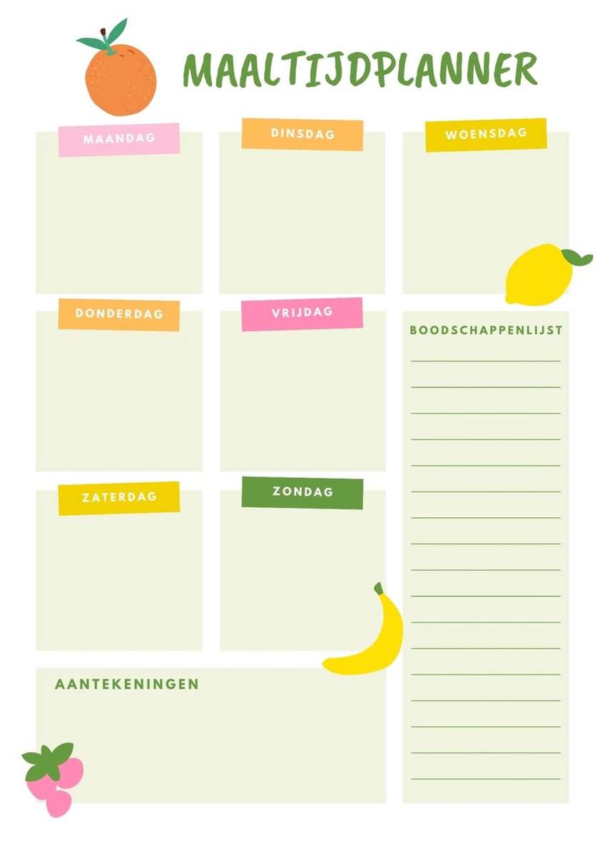 Planificateur de repas sans marque sans marque