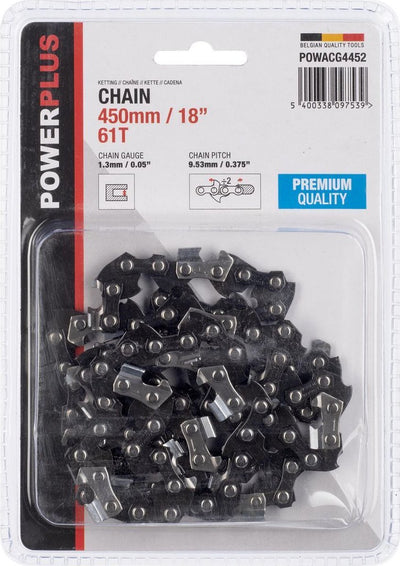 Chaîne Powerplus pour tronçonneuse powacg4452 – longueur de barre 450 mm, 61 t – 18", chaîne de scie, outils de jardin