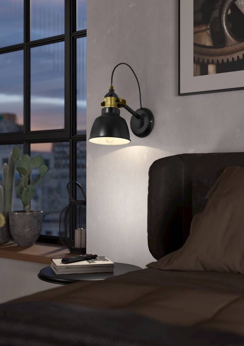 Eglo Thornford - applique murale - 1 lumière - E27 - couleur bronze noir