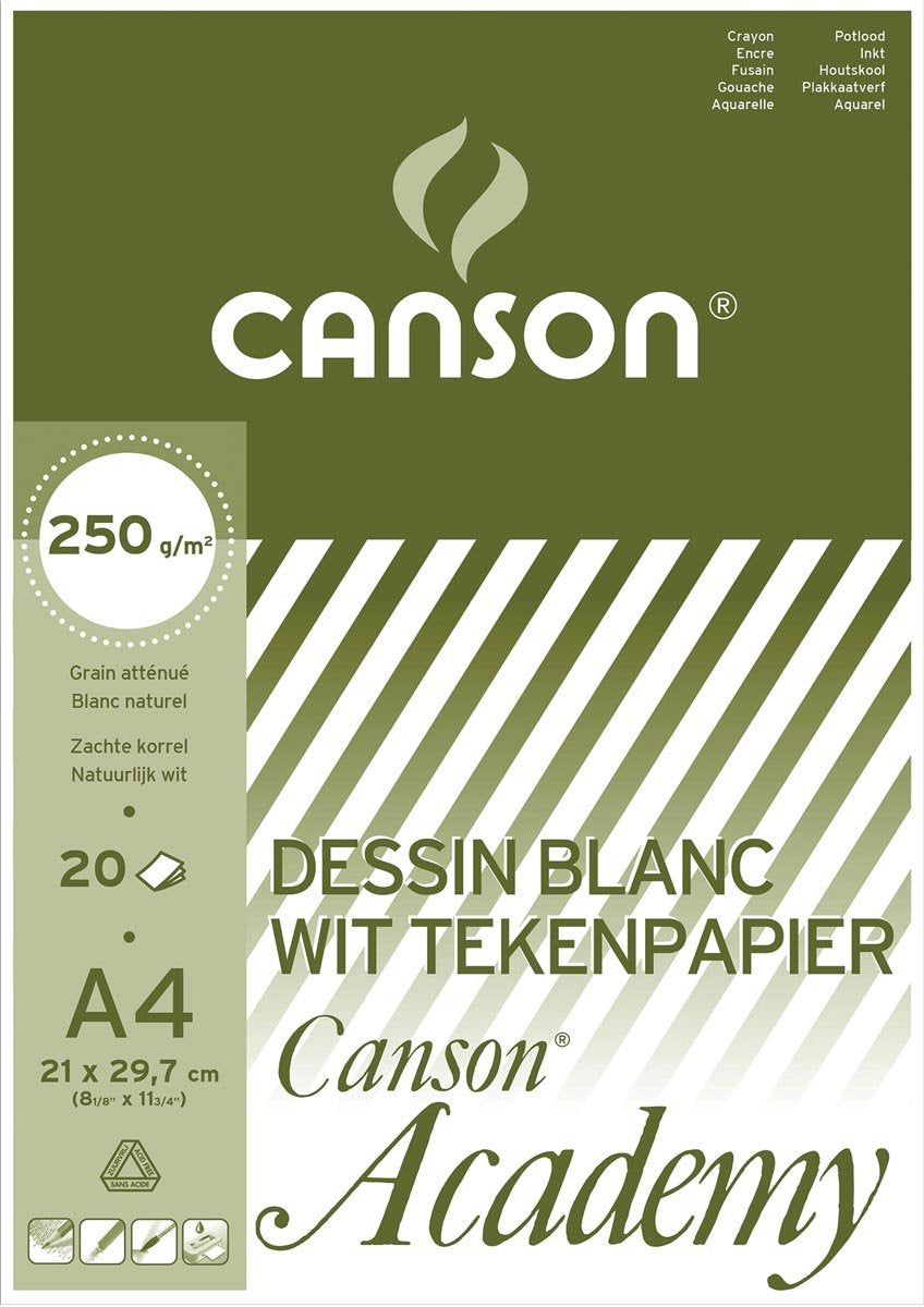 Canson bloc à dessin académie format 21 x 297 cm (a4)