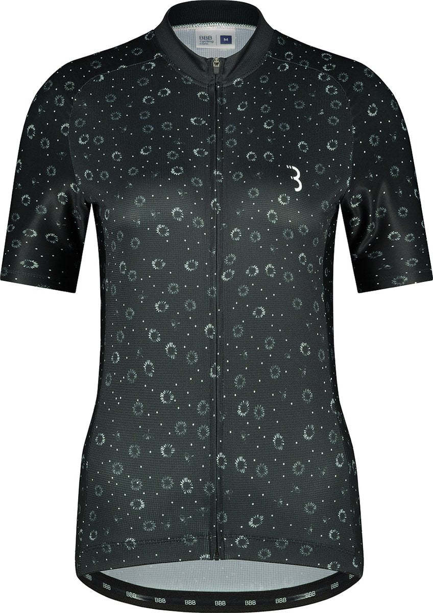 Bbb cycling maillot de cyclisme femme manches courtes donnafit - maillot de cyclisme femme manches courtes - maillot de cyclisme femme confortable et à séchage rapide - fleurs noires - taille L - bbw-412