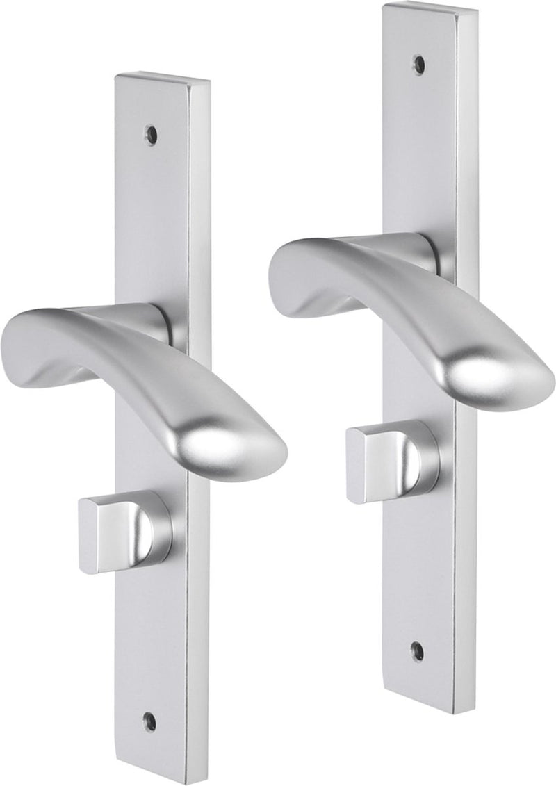 Poignée de porte Impresso - oxford - pour l'intérieur - bouclier de porte carré avec vis et serrure de toilette - aluminium - 2 pièces