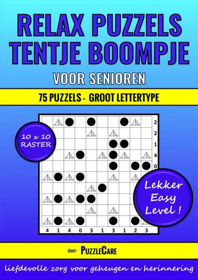 Tentje boompje relax puzzle book : pour les seniors grille 10x10 - 75 puzzles en grande police - niveau agréable et facile !