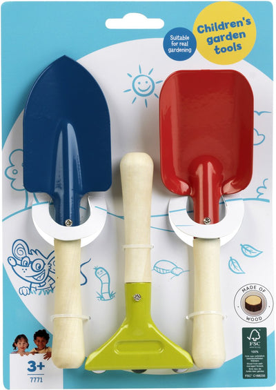 Klein Toys - ensemble d'outils de jardin pour enfants - pelle, pelle et râteau - métal et bois