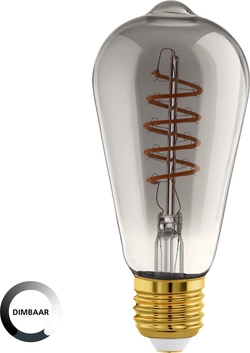 Lampe LED Eglo - E27 - ø 6,4 cm - st64 - fumée - 2000k - dimmable
