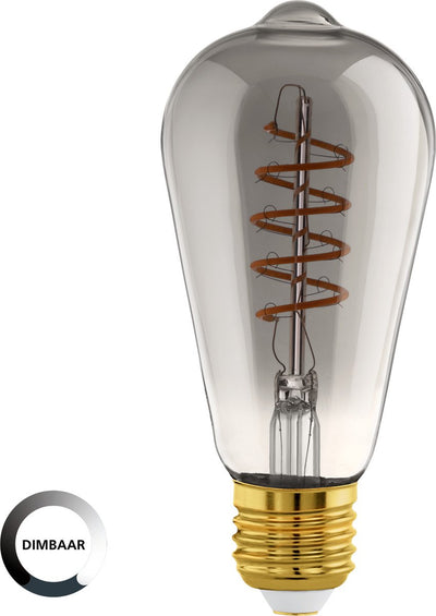 Lampe LED Eglo - E27 - ø 6,4 cm - st64 - fumée - 2000k - dimmable