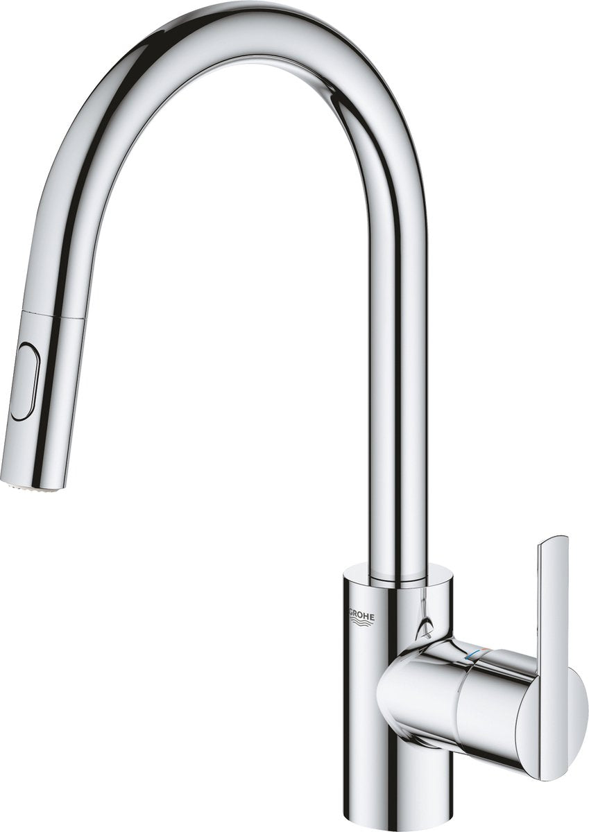Robinet de cuisine Grohe quickfix feel - bec pivotant - douchette extractible - chrome