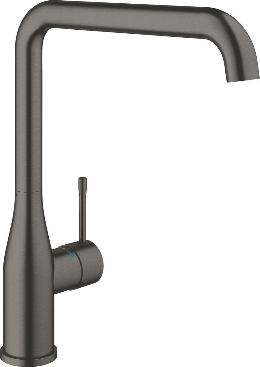 Nouveau robinet de cuisine Grohe essence - bec haut pivotant - graphite dur brossé