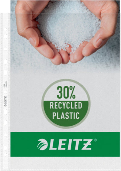 Sac de présentation Leitz a4 pp - 30 % de plastique recyclé pré-consommation - 11 trous - 100 pièces - transparent