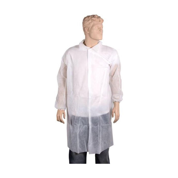 Manteau visiteur intissé à boutons pression l blanc (50 pièces)