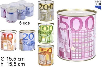 Jonotoys grande boîte d'épargne avec impression de billets en euros 15 x 15 cm