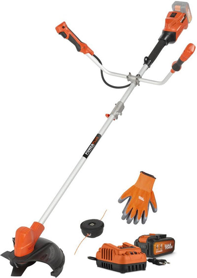 Powerplus débroussailleuse à batterie double puissance powdpgbcs1 -tondeuse et coupe-herbe 2 en 1 de 40 v, avec batterie et chargeur, sac à dos, outils de jardin
