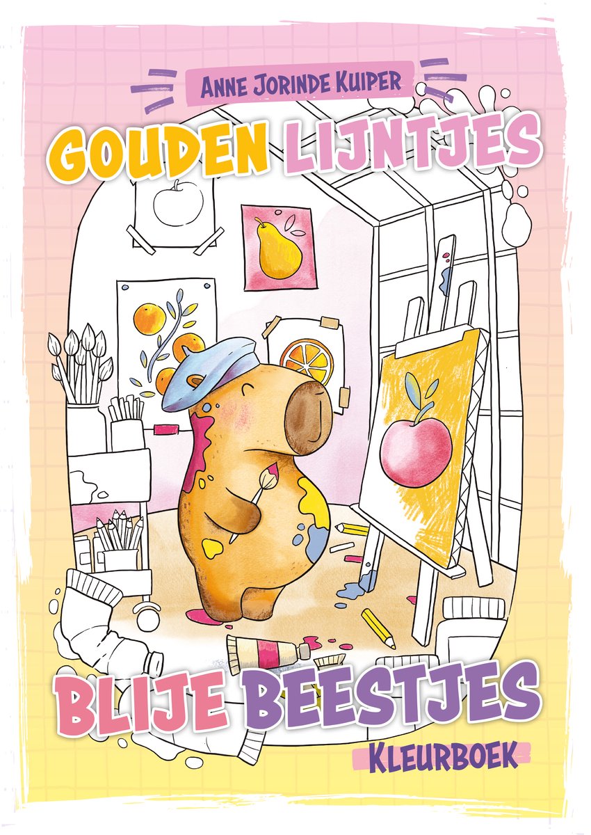 Livre de coloriage d'animaux heureux, éditeurs Bbnc, lignes dorées