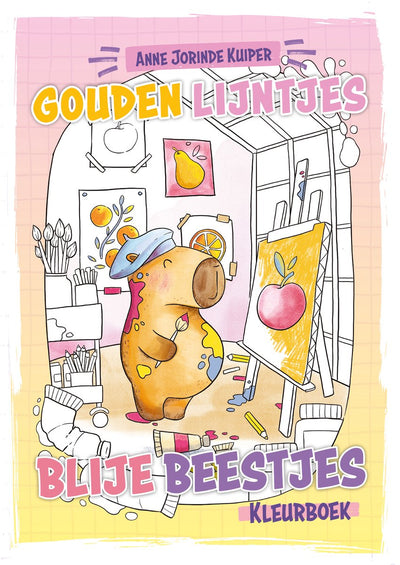 Livre de coloriage d'animaux heureux, éditeurs Bbnc, lignes dorées