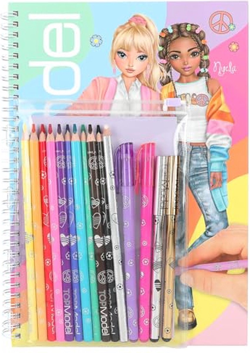 Depesche - livre de coloriage top model avec crayons de couleur
