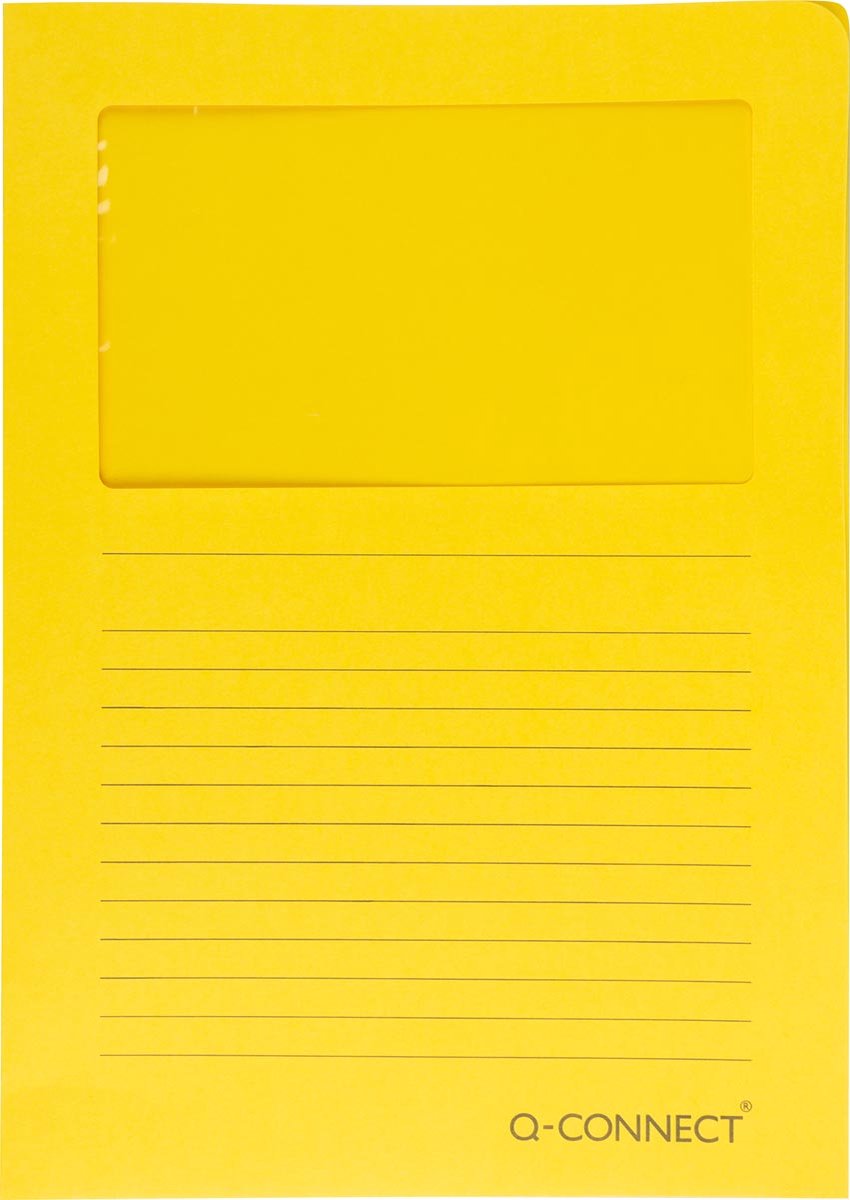 Q-connect l-map avec fenêtre | 120 g m² | a4 | paquet de 100 pièces | jaune