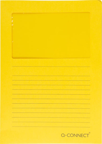Q-connect l-map avec fenêtre | 120 g m² | a4 | paquet de 100 pièces | jaune