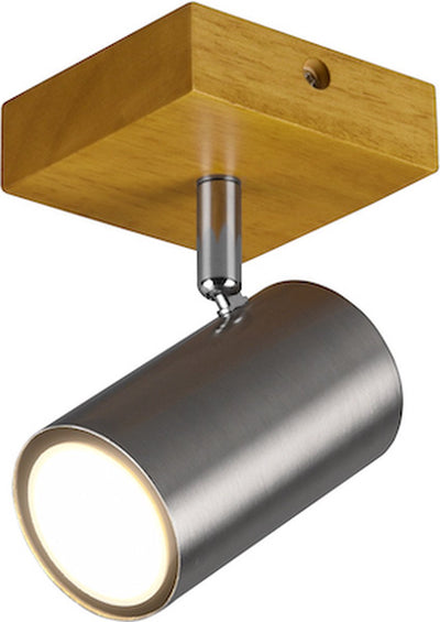 Trio marley - spot - nickel mat - excl. 1x gu10 4,5w - élément en bois