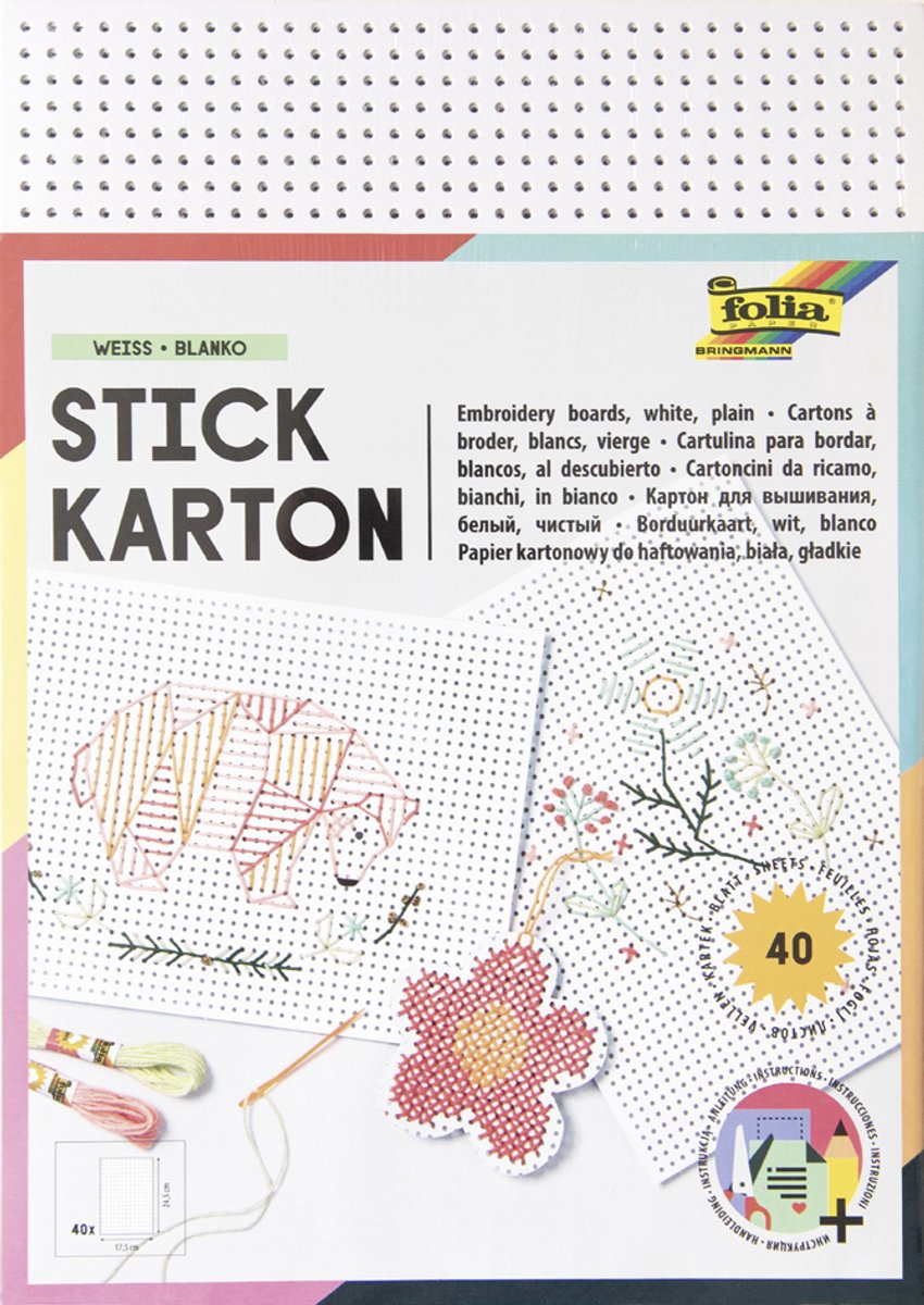 Carton à broder sans marque sans marque carton artisanal créatif multicolore 40 feuilles 17,5x24,5cm.