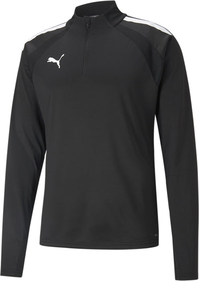 Maillot de sport Puma teamliga 1 4 zip top pour homme - noir-blanc