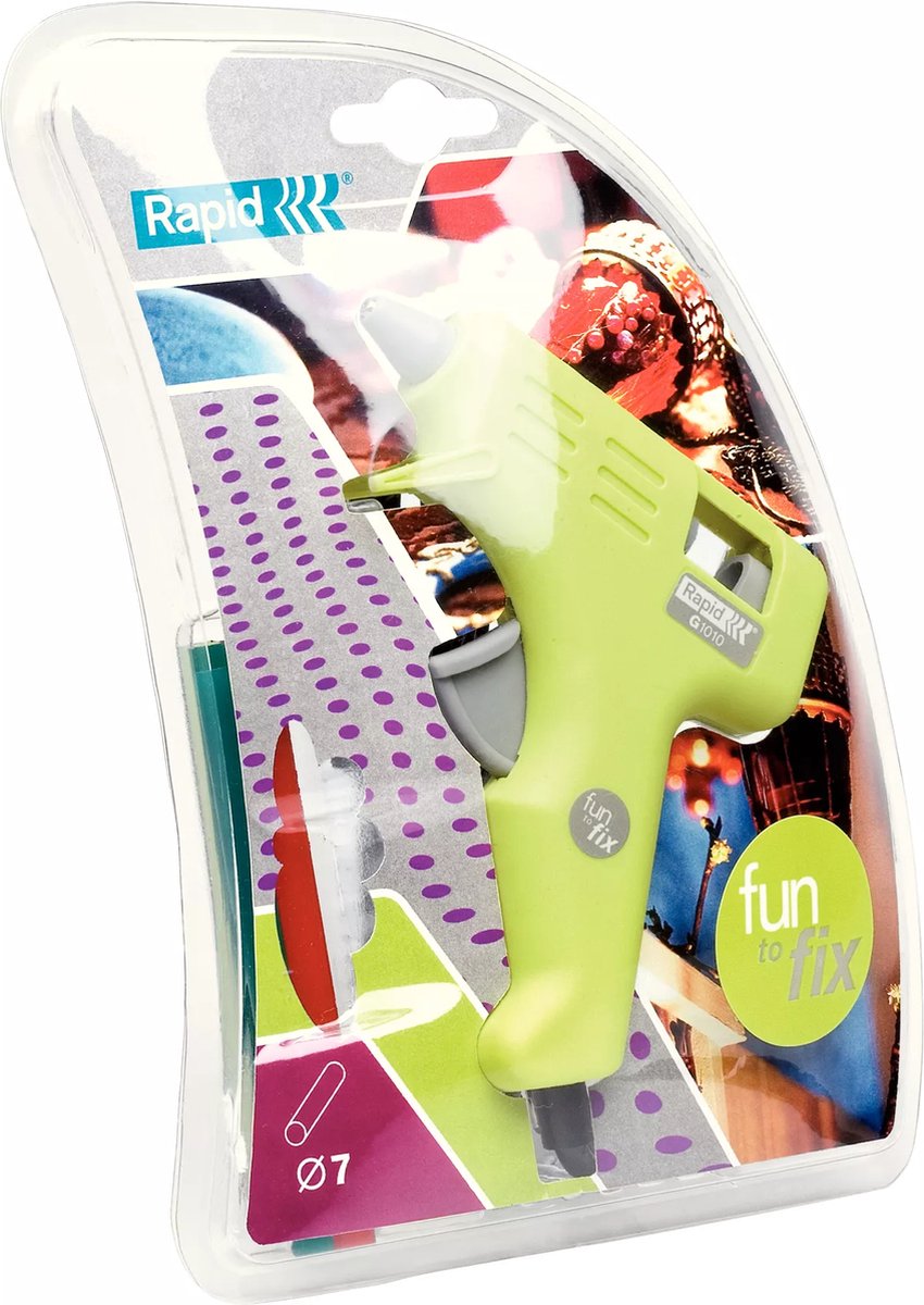 Pistolet à colle Rapid fun2fix g1010 - avec jeu de démarrage de cartouches de colle - vert