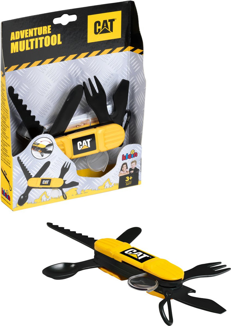 Klein Toys - Outil multifonction Caterpillar Adventure - avec six fonctions - scie, couteau, fourchette, cuillère, ouvre-bouteille et loupe