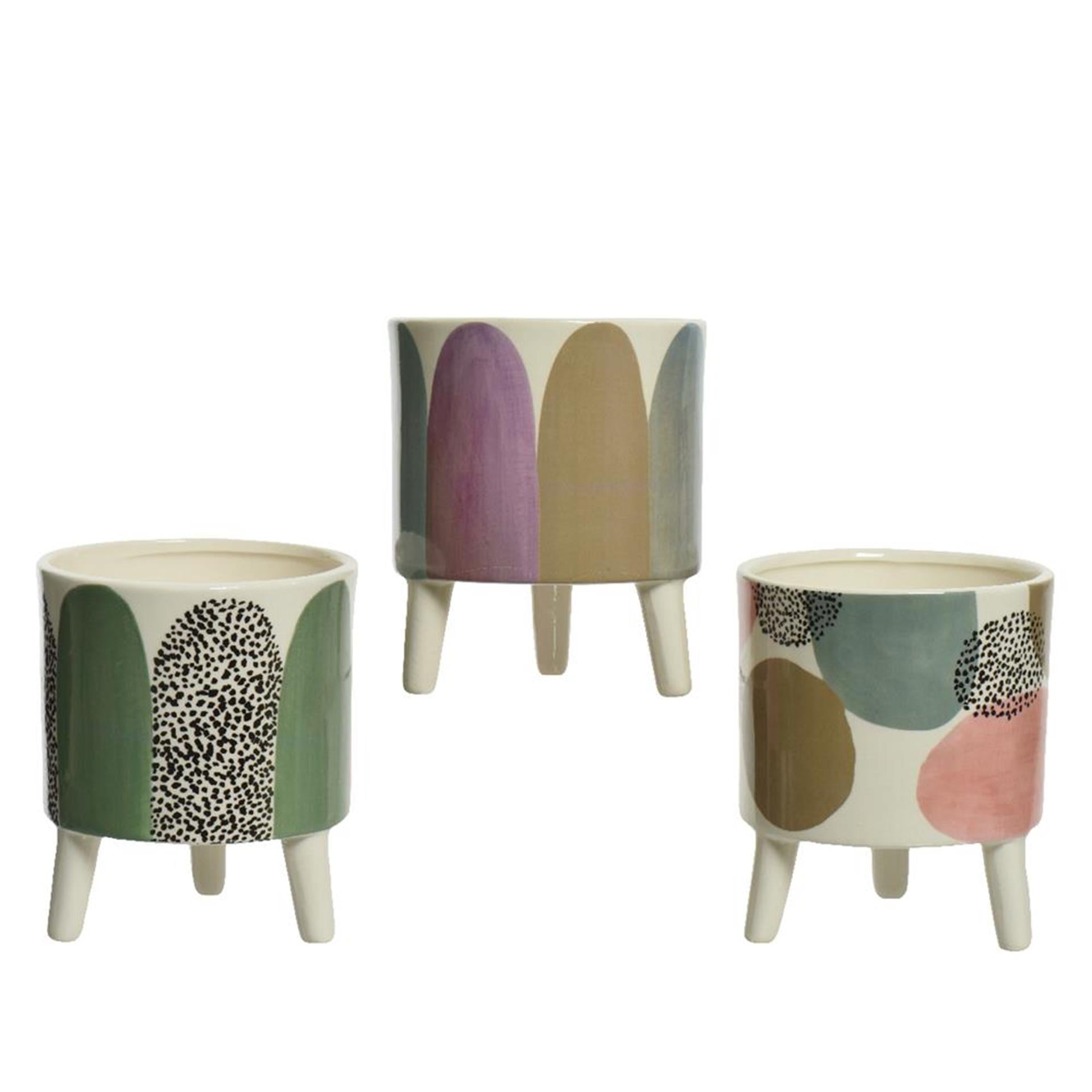 Decoris pot de fleur dolomite dia13cm couleurs rétro
