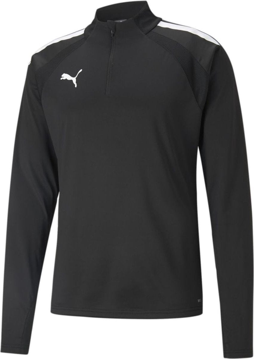 Puma teamliga 1 4 zip top jr maillot de sport unisexe - noir-blanc