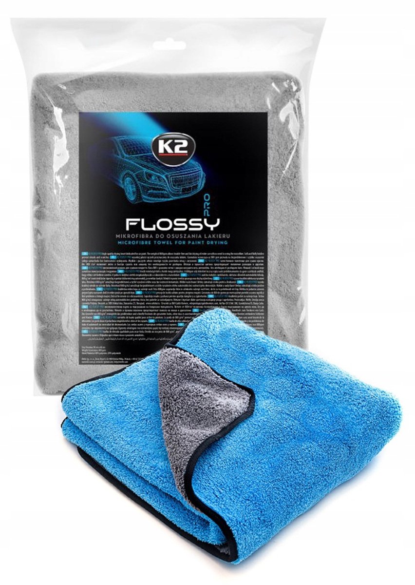K2 flossy pro - serviette microfibre - 60x90cm - gris bleu - 800 g/m²