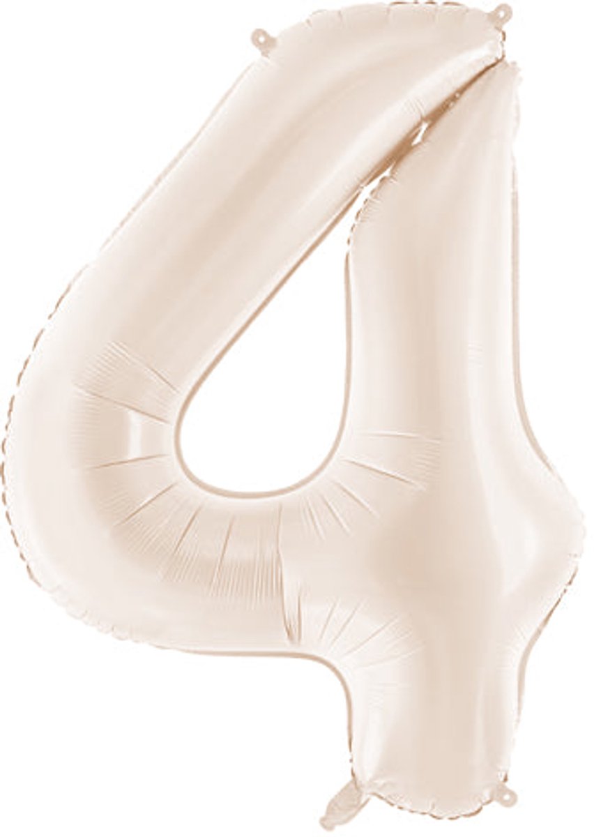 Partydeco ballon en aluminium velours numéro 4 beige 86 cm