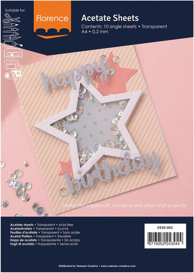 Feuilles d'acétate Florence - transparent - a4 - 0,2 mm - 12 feuilles plastique