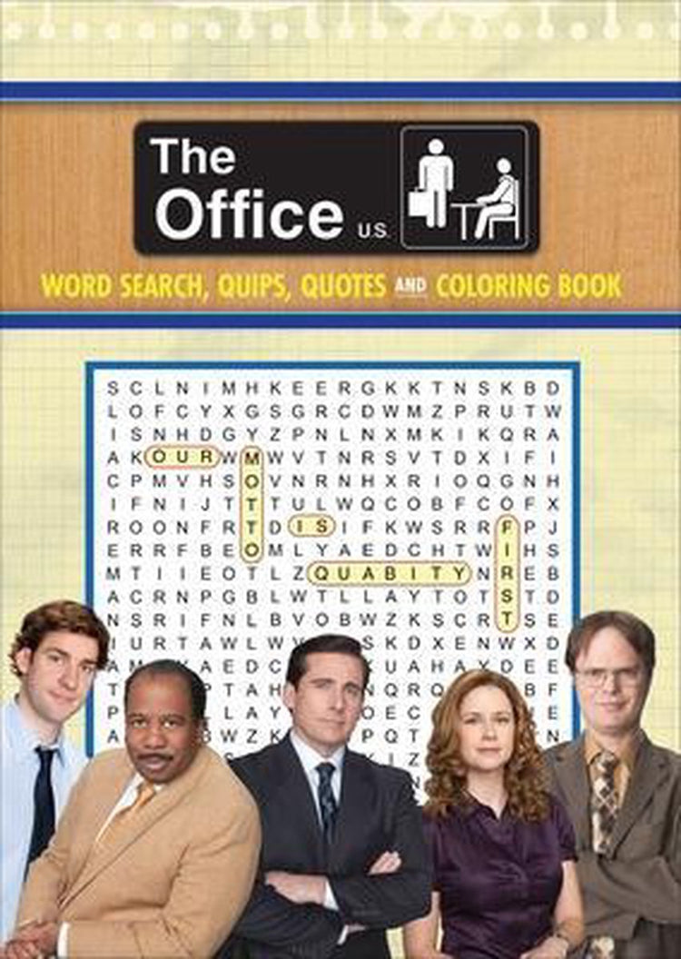 Le livre de coloriage de recherche de mots, de plaisanteries et de citations au bureau
