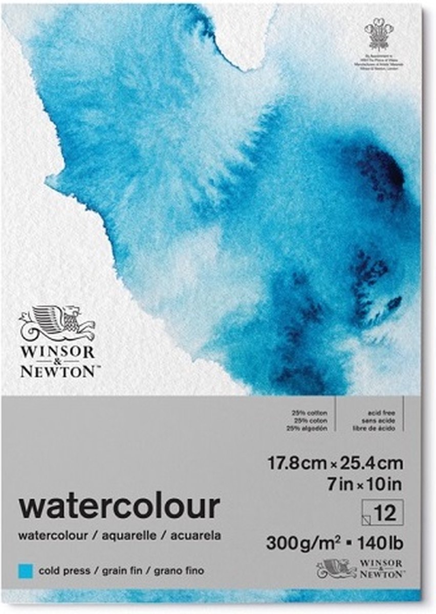 Bloc aquarelle Winsor Newton - 300 g m2 - 17,8 x 25,4 cm - 12 feuilles