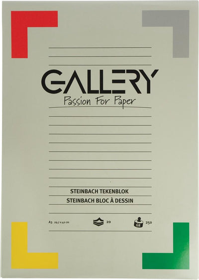 Bloc à dessin Gallery Steinbach grainé format 297 x 42 cm (a3) 250 g m² bloc de 20 feuilles