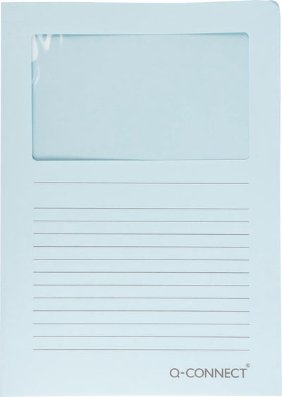 Q-connect l-map avec fenêtre | 120 g m² | a4 | paquet de 100 pièces | bleu clair