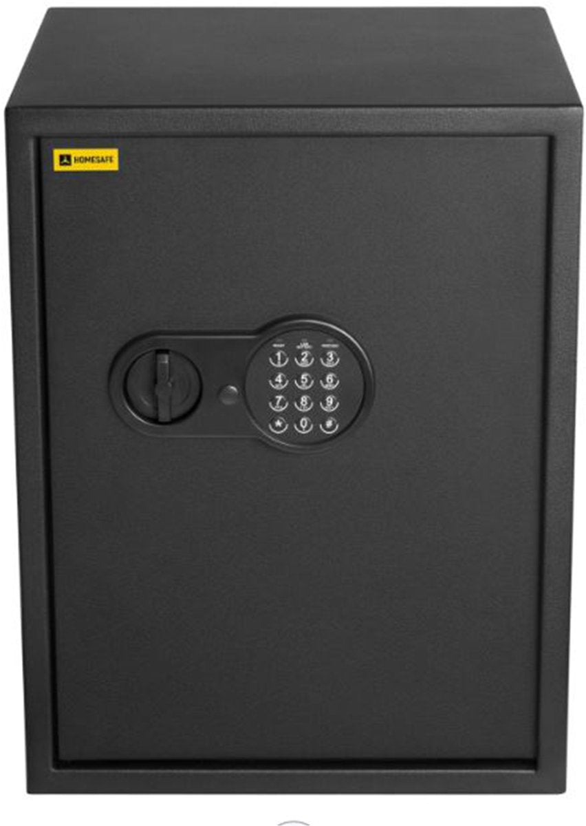 Coffre-fort électronique Brihard homesafe hv50e, avec étagère, clavier à membrane, incl. batte. ancres, 56l - noir ral 9005