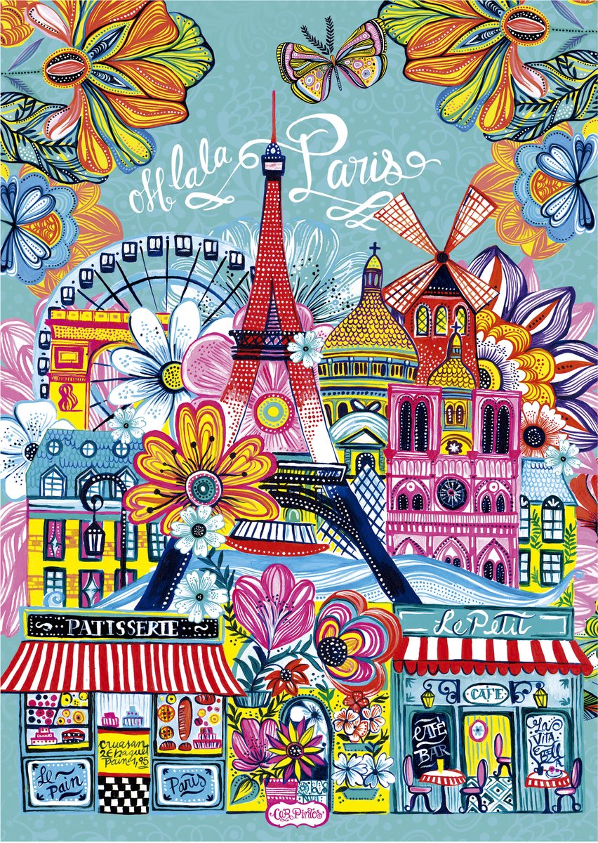 Puzzle Educa Paris voiture pintos 1000 pièces adultes.